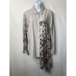 Mystree Womens Asymmetric Shirt Size Large Mob Wife Rocker Edgy Going Out Top